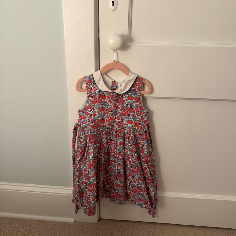 Rachel Riley Red and Blue Floral Dress Peter Pan Collar. Size 4. - Picture 4 of 9